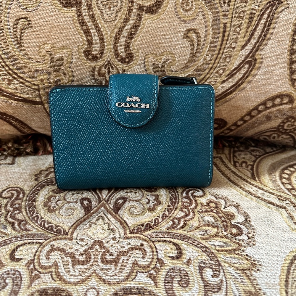 Coach Dark Teal Leather Wallet
